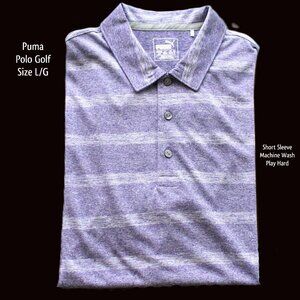 PUMA Golf Polo L/G Short Sleeve Purple Machine Wash Buttons Pullover